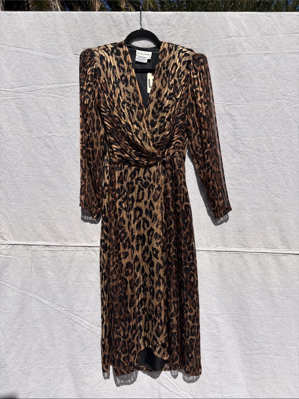Vintage-Inspired Leopard Print Wrap Dress - Brown